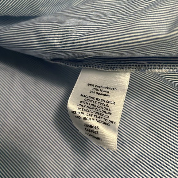 Halogen Lace Yoke Poplin Pinstripe LS Blouse - Picture 10 of 10